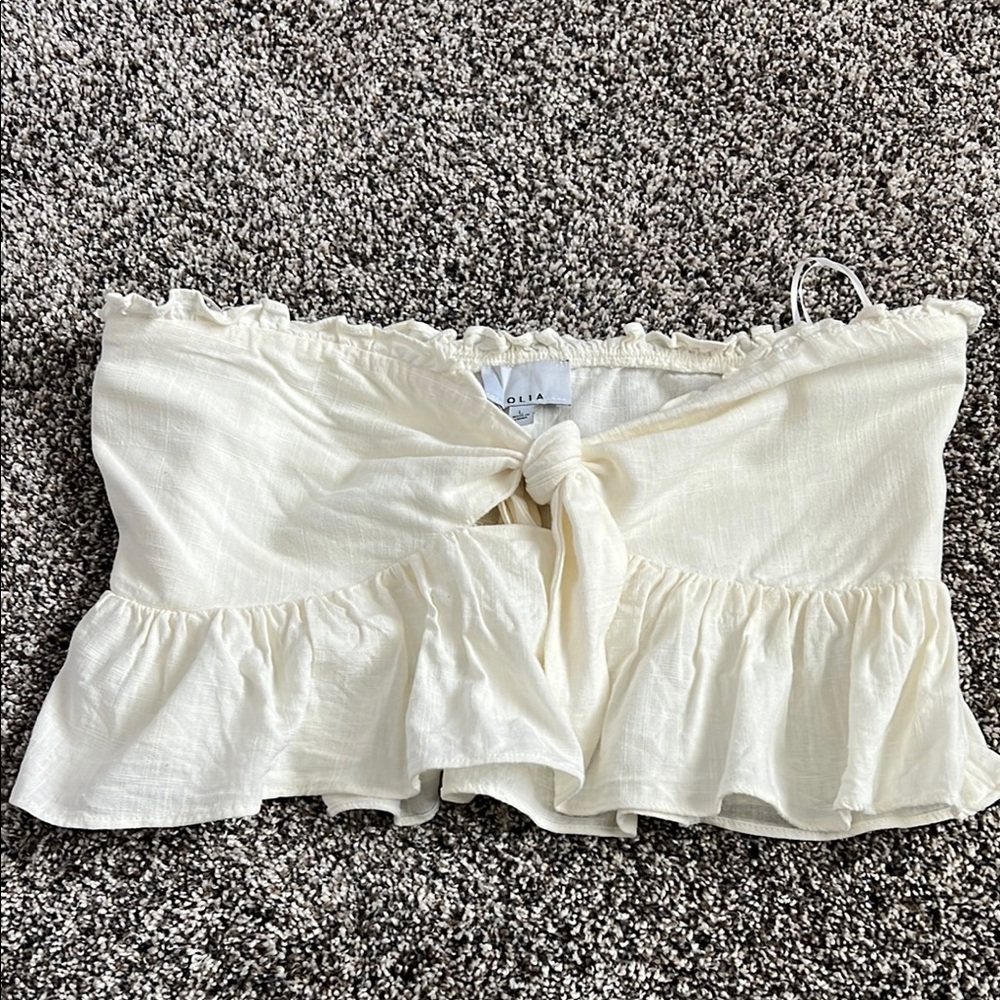 Cream Ruffled Strapless Top